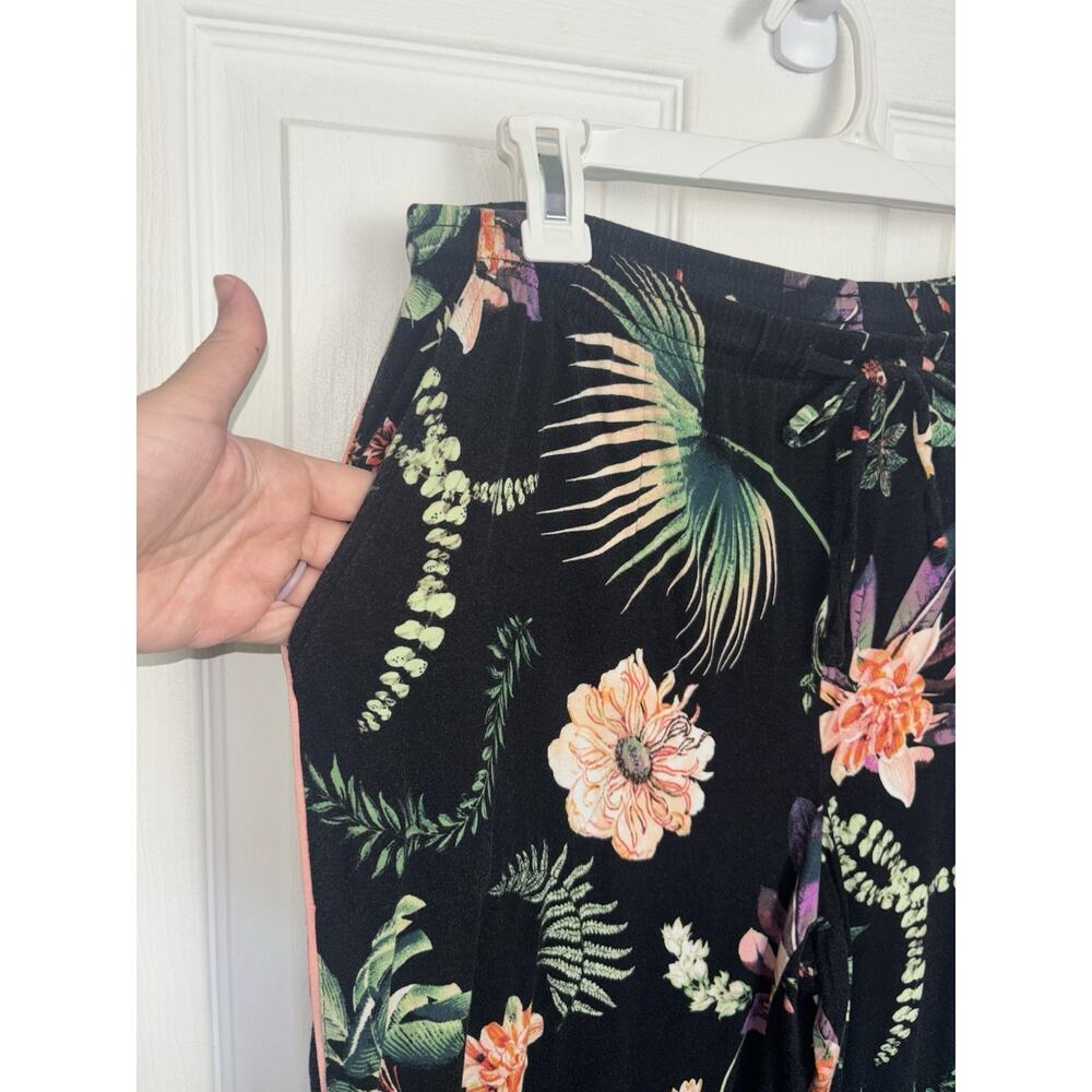 Soma Cool Nights Tropical Floral Piped Short Sleeve Top Pants PJ Set M/L - Picture 10 of 13